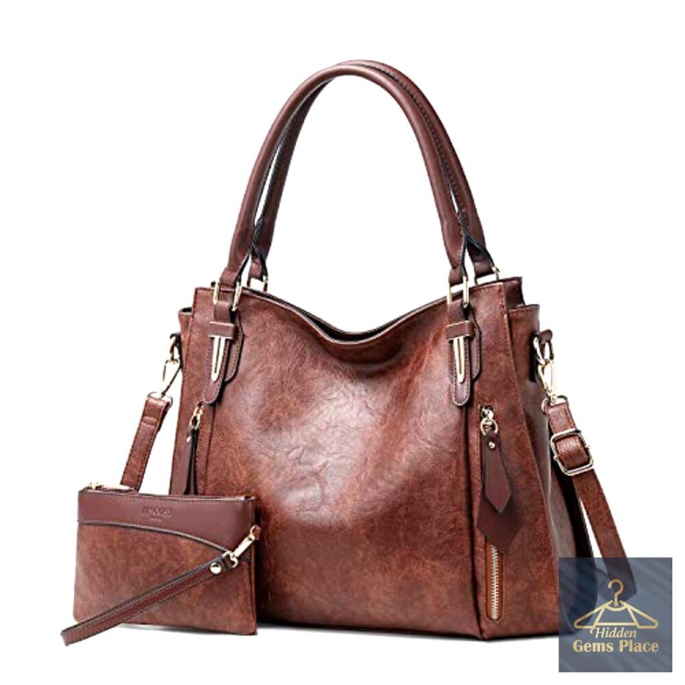 Medium PU Leather Hobo Tote with Adjustable Strap, Zipper Closure - Picture 6 of 7